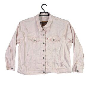 Womens Levis Light Pink Denim Jacket Cotton Blend Button Front Classic Style 1X